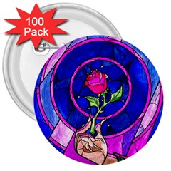 Stained Glass Rose 3  Buttons (100 Pack) 