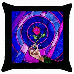 Stained Glass Rose Throw Pillow Case (black)