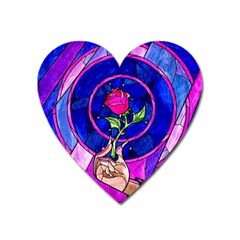 Stained Glass Rose Heart Magnet by Cowasu