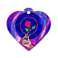 Stained Glass Rose Dog Tag Heart (two Sides)