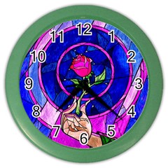 Stained Glass Rose Color Wall Clock