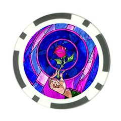 Stained Glass Rose Poker Chip Card Guard