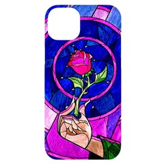 Stained Glass Rose Iphone 14 Plus Black Uv Print Case by Cowasu