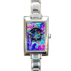 Cannabis Psychedelic Rectangle Italian Charm Watch