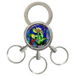 Beauty Stained Glass Rose 3-Ring Key Chain Front