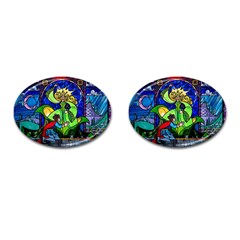 Beauty Stained Glass Rose Cufflinks (oval)