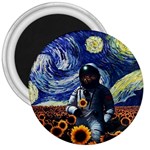 Starry Surreal Psychedelic Astronaut Space 3  Magnets Front