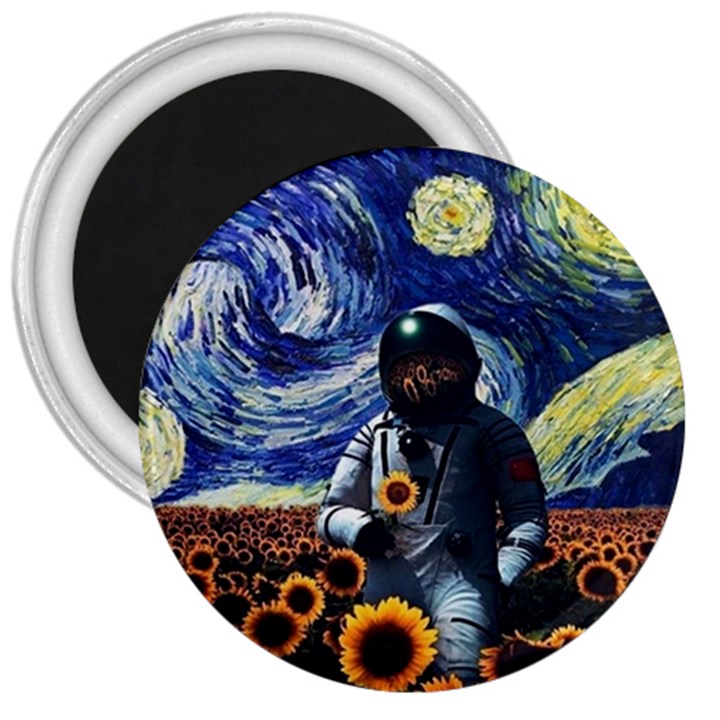 Starry Surreal Psychedelic Astronaut Space 3  Magnets