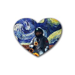 Starry Surreal Psychedelic Astronaut Space Rubber Coaster (heart)