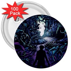 Horror Psychedelic Art 3  Buttons (100 Pack)  by Cowasu