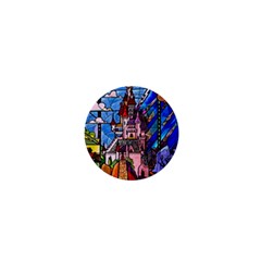 Beauty Stained Glass Castle Building 1  Mini Buttons by Cowasu