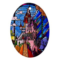 Beauty Stained Glass Castle Building Ornament (oval)