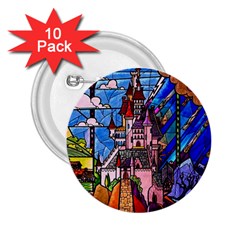 Beauty Stained Glass Castle Building 2 25  Buttons (10 Pack)  by Cowasu