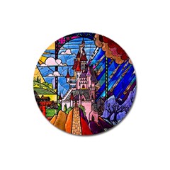 Beauty Stained Glass Castle Building Magnet 3  (round)