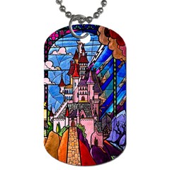 Beauty Stained Glass Castle Building Dog Tag (one Side)