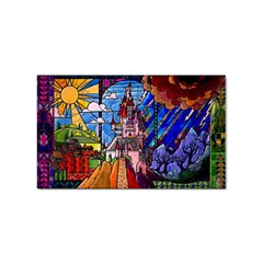 Beauty Stained Glass Castle Building Sticker Rectangular (100 Pack) by Cowasu