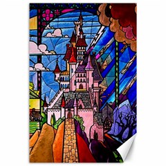 Beauty Stained Glass Castle Building Canvas 24  X 36  by Cowasu