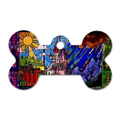 Beauty Stained Glass Castle Building Dog Tag Bone (two Sides) by Cowasu