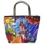 Beauty Stained Glass Castle Building Bucket Bag Back