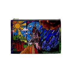 Beauty Stained Glass Castle Building Cosmetic Bag (medium) by Cowasu