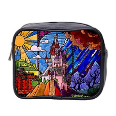 Beauty Stained Glass Castle Building Mini Toiletries Bag (two Sides) by Cowasu