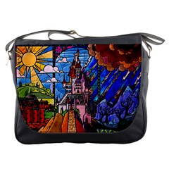 Beauty Stained Glass Castle Building Messenger Bag by Cowasu
