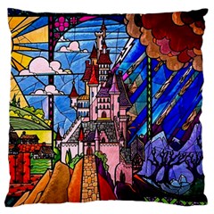 Beauty Stained Glass Castle Building Standard Premium Plush Fleece Cushion Case (two Sides) by Cowasu