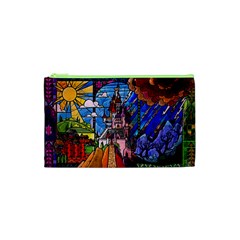 Beauty Stained Glass Castle Building Cosmetic Bag (xs) by Cowasu