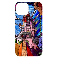 Beauty Stained Glass Castle Building Iphone 14 Black Uv Print Case by Cowasu