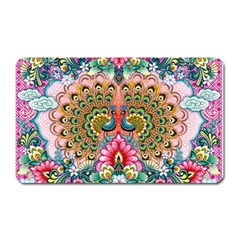 Pink Peacock Bird Pattern Texture Magnet (rectangular)