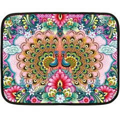 Pink Peacock Bird Pattern Texture Two Sides Fleece Blanket (mini)