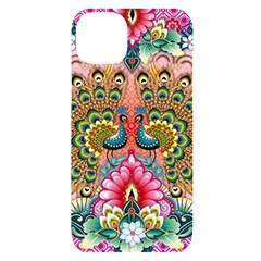 Pink Peacock Bird Pattern Texture Iphone 14 Plus Black Uv Print Case