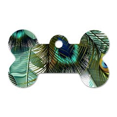 Peacock Feathers Feather Blue Green Dog Tag Bone (one Side)