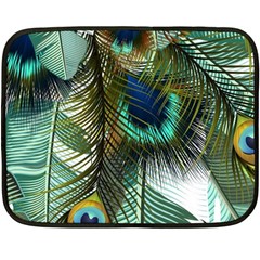 Peacock Feathers Feather Blue Green Fleece Blanket (mini)