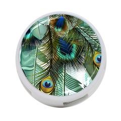 Peacock Feathers Feather Blue Green 4-port Usb Hub (two Sides) by Cowasu