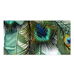 Peacock Feathers Feather Blue Green Satin Shawl 45  X 80  by Cowasu
