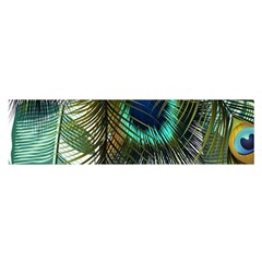 Peacock Feathers Feather Blue Green Oblong Satin Scarf (16  X 60 )