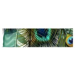 Peacock Feathers Feather Blue Green Oblong Satin Scarf (16  x 60 ) Front