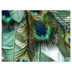 Peacock Feathers Feather Blue Green Premium Plush Fleece Blanket (Extra Small) 40 x30  Blanket Front