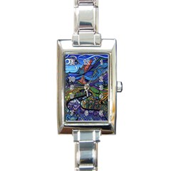 Psychedelic Landscape Rectangle Italian Charm Watch