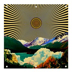 Surreal Art Psychadelic Mountain Banner And Sign 4  X 4  by Cowasu