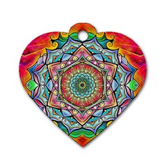 Mandalas Psychedelic Dog Tag Heart (two Sides)