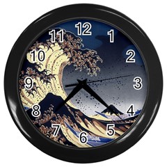 The Great Wave Off Kanagawa Japan Japanese Waves Wall Clock (black)