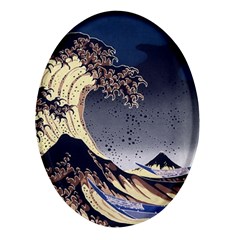 The Great Wave Off Kanagawa Japan Japanese Waves Oval Glass Fridge Magnet (4 Pack) by Cowasu