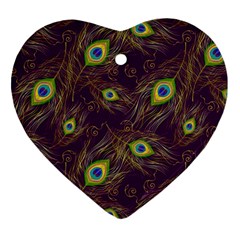 Peacock Feathers Pattern Ornament (heart)