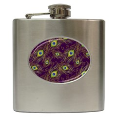 Peacock Feathers Pattern Hip Flask (6 Oz)