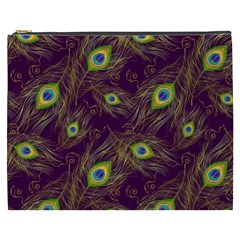 Peacock Feathers Pattern Cosmetic Bag (xxxl) by Cowasu