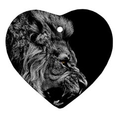 Angry Lion Black And White Ornament (heart)