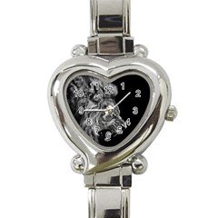 Angry Lion Black And White Heart Italian Charm Watch