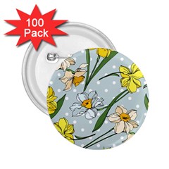 Narcissus Floral Botanical Flowers 2 25  Buttons (100 Pack) 